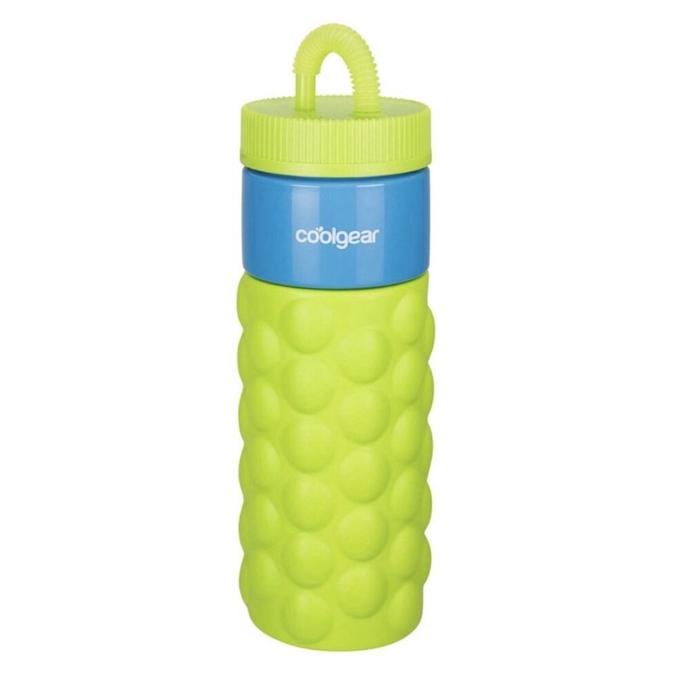 Cool Gear 24 oz Plastic Retro Foam Grip Water Bottle Bubble Green